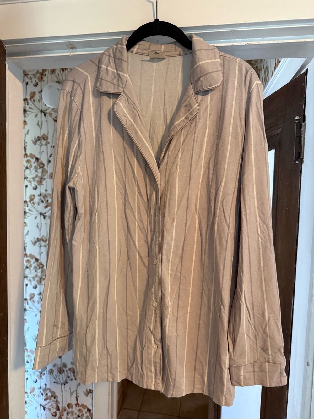 Soma Light Mauve Striped Button-Front top and matching bottoms